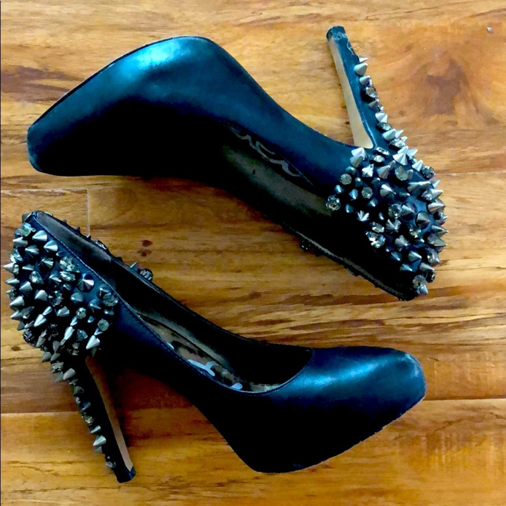 Sam Edelman Black Jeweled Stilettos